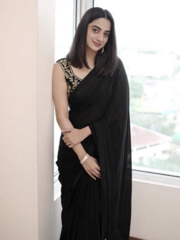 Black crepe silk saree