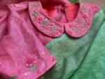 Pure linen saree with designer blouse