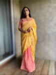 Pure linen saree with stitched blouse