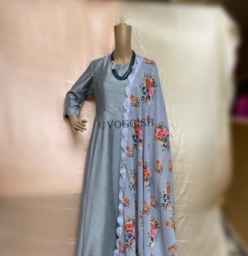 Anarkali with floral dupatta