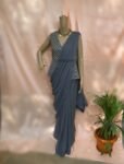 Georgette saree with sequin embroidered ready to wear blouse  | modern silk saree | cocktail saree