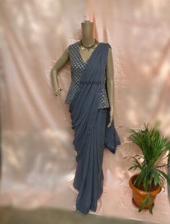 Georgette saree with sequin embroidered ready to wear blouse  | modern silk saree | cocktail saree