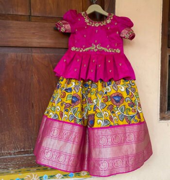 Kids kalamkari lehenga set
