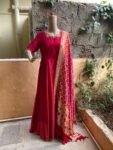 Hand embroidered Anarkali with banarasi handloom  dupatta