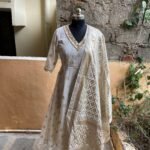 Pure chanderi Hand embroidered Anarkali