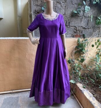 Hand embroidered Anarkali with floral dupatta
