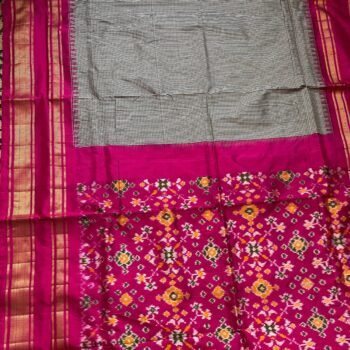 pink checks silk saree with blouse