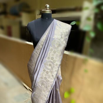 peach  silk saree with blouse