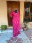 Pure linen saree with stitched blouse