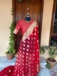 red silk saree with blouse