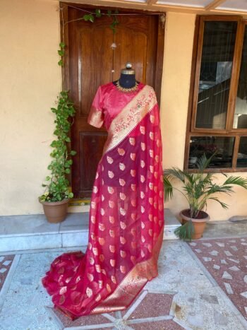 red silk saree with blouse