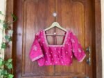 Pink pure silk hand embroidery blouse