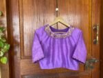 Lavender collar hand embroidery blouse