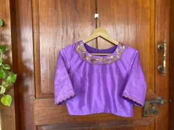 Lavender collar hand embroidery blouse