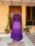 Purple Ombre Lehenga Set: Chikankari Embroidery Crop Top,