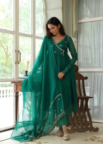 Hand embroidered Anarkali with pants