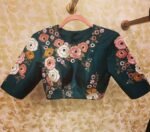 pure silk green multicolor hand embroidery blouse