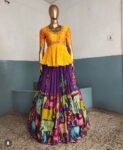 Hand-Painted Kalamkari Lehenga Set: Silk Crop Top, Embroidered