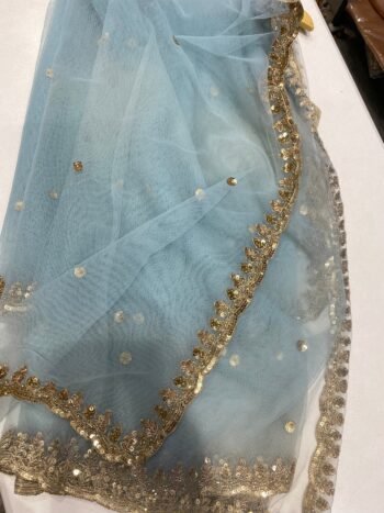 Hand Embroidered Bridal Dupatta: Net Veli with Gold