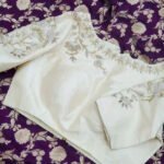 Hand Embroidered Cream Silk Blouse: Zardosi Maggam Work