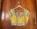 Hand Embroidered Silk Bridal Blouse: Yellow Zardosi Maggam