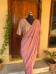 Onion pink embroidered saree