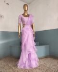 Ruffle Saree with Stitched Blouse & Embroidered Belt: