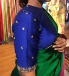 Navy blue silk hand embroidery blouse