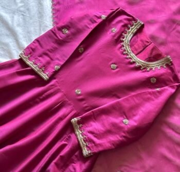 Hand embroidered pink Anarkali dress