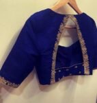 Navy blue silk hand embroidery blouse