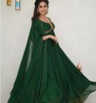 Hand embroidered green Anarkali