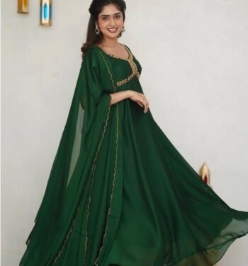 Hand embroidered green Anarkali