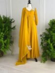 Hand embroidered Anarkali with scallop dupatta