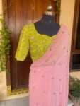 Onion pink embroidered saree