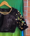 pure velvet black hand embroidery blouse