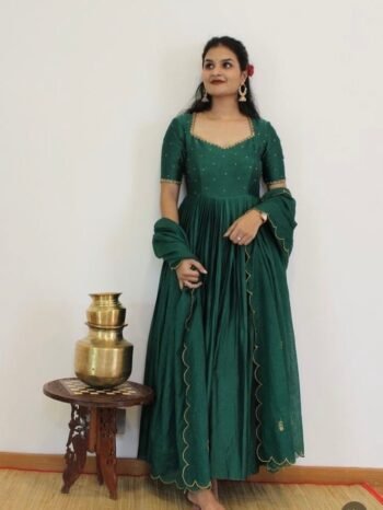 Hand embroidered green Anarkali