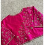 Pink pure silk hand embroidery blouse