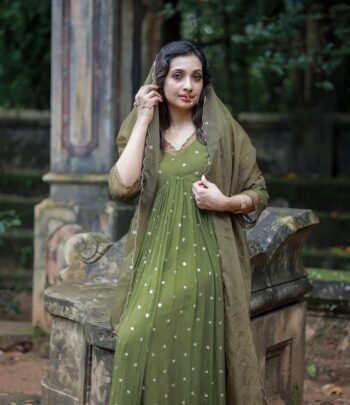 Hand embroidered Anarkali with pants