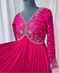 Hand Embroidered Silk Anarkali Dress with Banarasi Dupatta