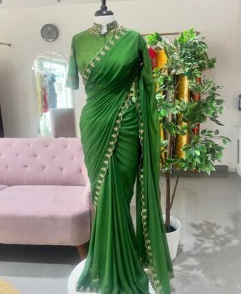 pure silk hand embroidery saree with blouse