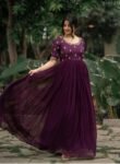 Wine color Anarkali suit usa