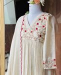 embroidered cream chanderi Kurta with dupatta