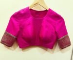 Pink Raw Silk Saree Blouse: Hand Embroidered Zardosi