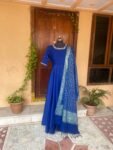 Hand embroidered Anarkali with chanderi handloom  dupatta