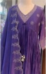 Hand embroidered purple Kurta with dupatta