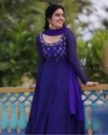Hand embroidered Anarkali with dupatta
