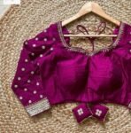 Purple pink hand embroidery blouse