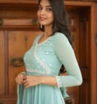 Hand embroidered Anarkali with dupatta