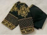 Bottle green silk hand embroidery blouse