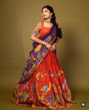 Hand-Painted Kalamkari Lehenga Set